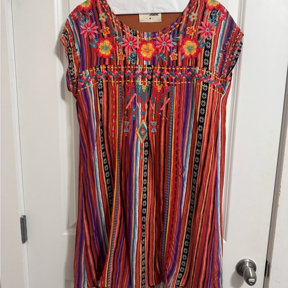 Savanna Jane pink and Orange Cap Sleeve Tunic Embellished dress